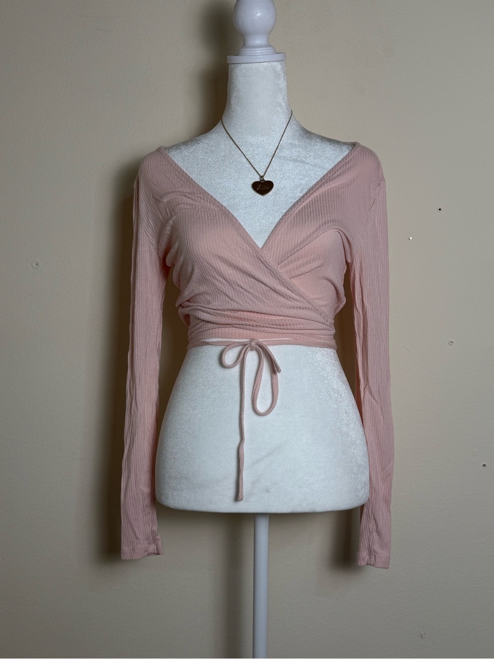 Women's Blush Wrap Long-Sleeve Cropped Top